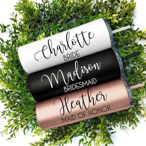 Personalized Bridesmaid Tumbler: Insulated Stainless Steel Bridal Party Gift