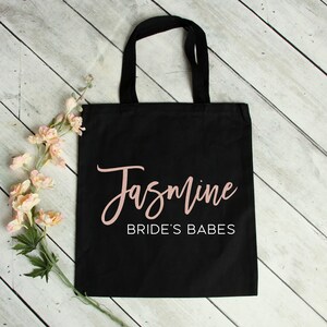 Bridesmaid Tote Bag Personalized Bridesmaid Gift Maid of Honor Totes Bridal Party Bags Set of 3 4 5 6 7 8 9 10 YOU CHOOSE QTY Bride&#39;s Babes