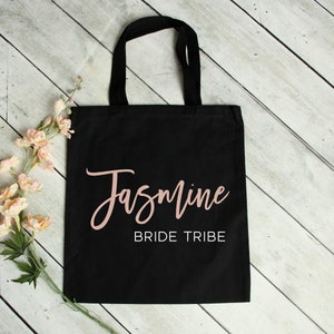 Bridesmaid Tote Bag Personalized Bridesmaid Gift Maid of Honor Totes Bridal Party Bags Set of 3 4 5 6 7 8 9 10 YOU CHOOSE QTY Bride Tribe