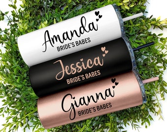 Personalized Tumbler with Straw Bridesmaid Tumbler Bridesmaid Gift Insulated Tumbler Bridal Party Bachelorette Party Wedding Tumbler Set of