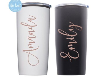 Personalized Water Bottle Bridesmaid Gifts idea Hot Cold Insulated Thermos Wedding Gift Bachelorette Party Rose Gold Set of 345678 Cup Mug