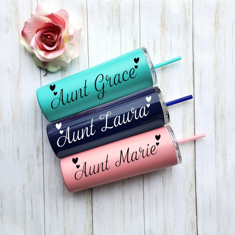 Gifts For Auntie New Aunt Gift Baby Announcement Gift Tumbler with straw lid Gifts For Bestie Gifts for Aunt Mom Set of 34567 cup mug nurse 