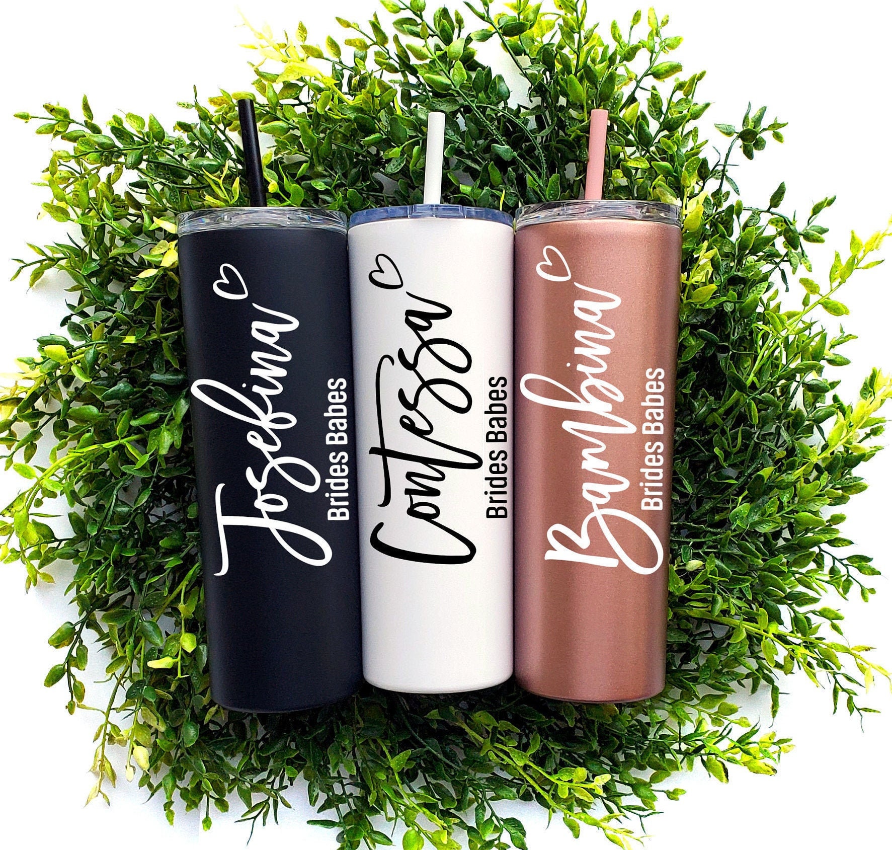 Personalized Tumbler With Straw Bridesmaid Tumbler Bridesmaid Etsy