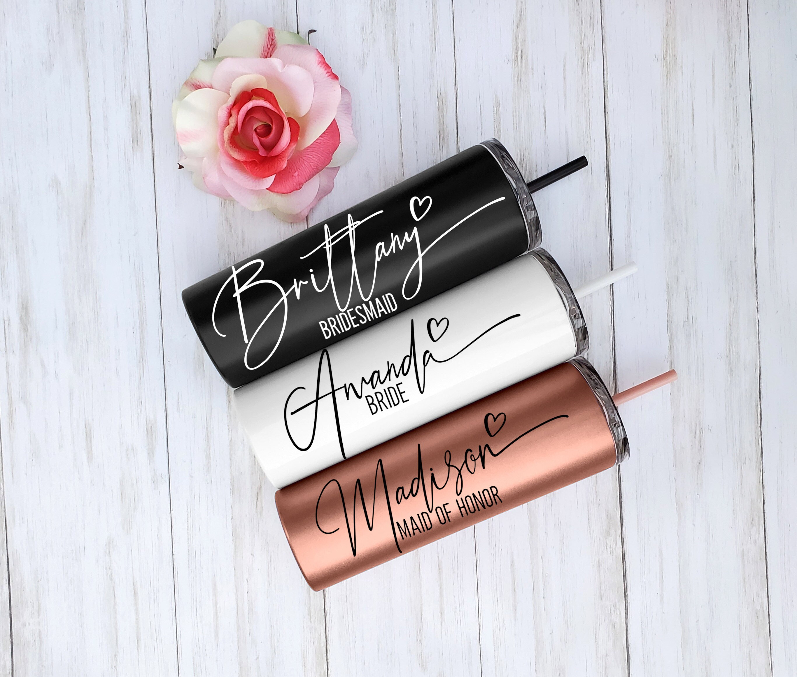 Personalized Bridesmaid Tumblers: Metal Wine Tumbler