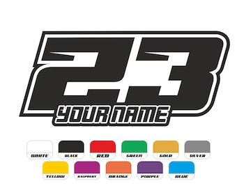 3x Custom Race Numbers Name Stickers Decals Vinyl Racing Motorbike MX Motocross