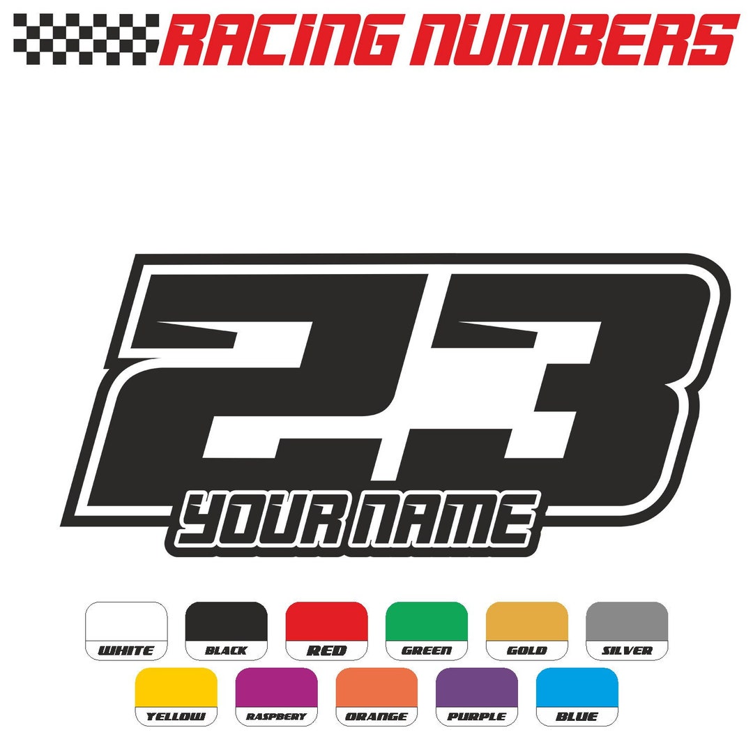 3x Custom Race Numbers Name Stickers Decals Vinyl Racing Motorbike MX ...