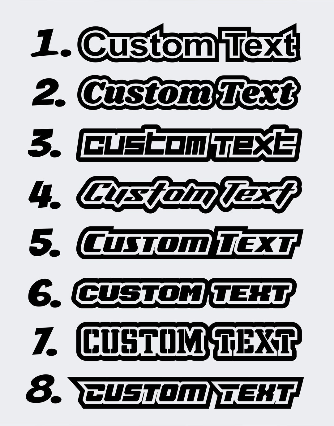 2x Outlined Custom Personalised Name Text Vinyl Decal Sticker Etsy