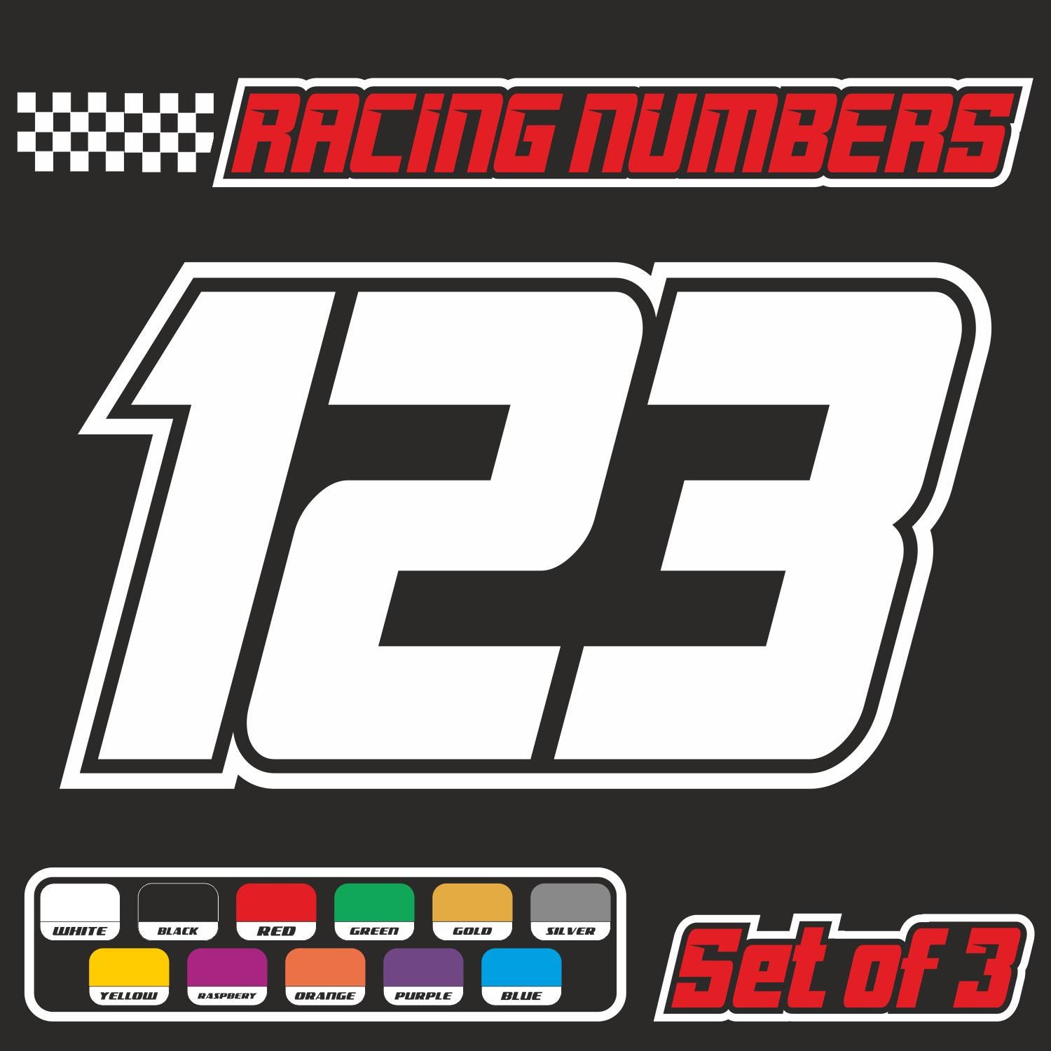 Custom Dirt Bike Race Number Stickers: MX Motocross Decals - Set of 3 ...