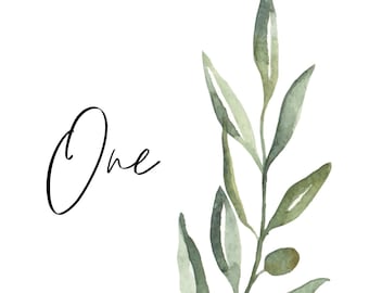 Olive Branch Wedding Table Number Template Mediterranean | Etsy