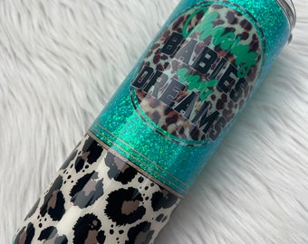 RTS ~ Ready To Ship ~ 20oz. Skinny Tumbler ~ Glitter Tumbler ~ Mama ~ Chasing Babies and Dreams ~ Leopard ~ Stainless Steel ~ Epoxy