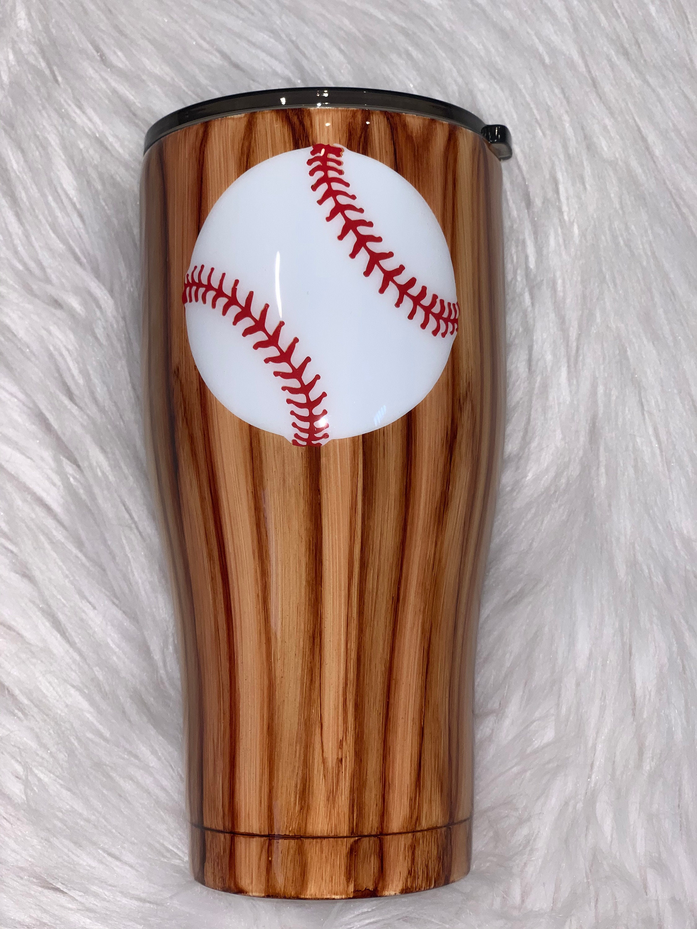 Wood Grain Baseball Tumbler Personalized Baseball Cup Etsy