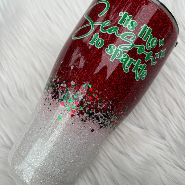 RTS ~ Ready To Ship ~ Christmas ~ Glitter Tumbler ~ Tis The Season ~ Sparkle ~ Green and Red