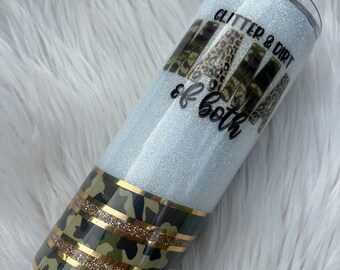 RTS ~ Ready To Ship ~ Glitter Tumbler ~ Mama ~ Mom of Both ~ Glitter and Dirt ~ Camouflage ~ Camo ~ Leopard ~ Gift for Her ~ Stainless Steel