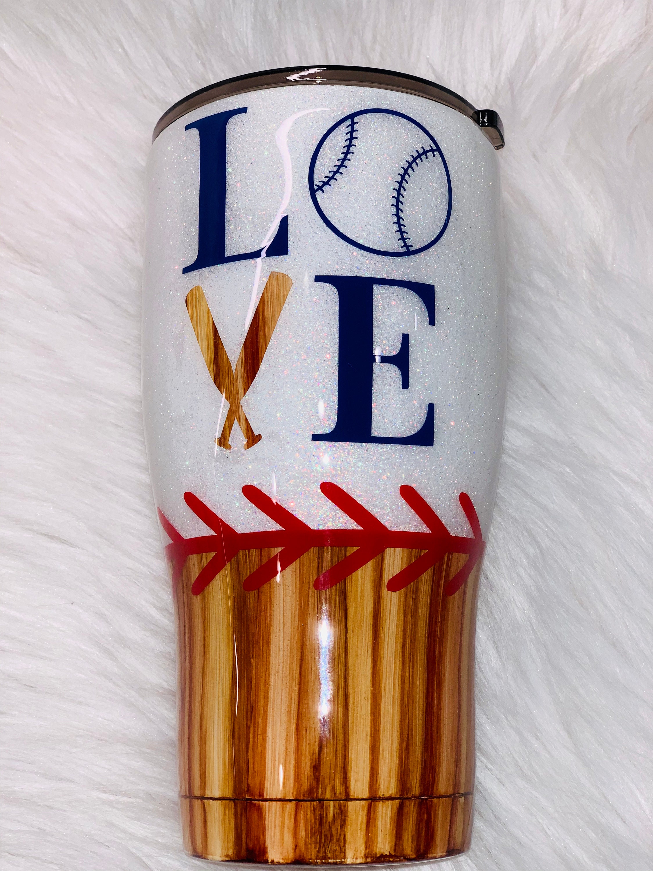 Vaso de glitter de béisbol personalizado Baseball LOVE Cup Etsy