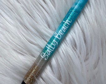 RTS ~ Ready To Ship ~ Glitter Pen ~ Beach ~ Salty Beach ~ Beach Pen ~ Beach Please ~ Ink Joy Pen ~ Blue Glitter ~ Glitter Pens