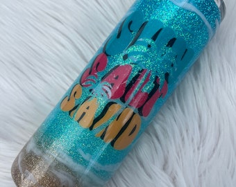 RTS ~ Ready to Ship ~ Glitter Beach Tumbler ~ Sun ~ Salt ~ Sand ~ Stainless Steel ~ Beach Tumbler ~ Beach Cup