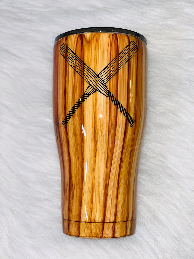 Wood Grain Baseball Tumbler Custom Customized My Heart Etsy
