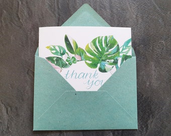 GREETING CARD: "Thank you", variegated plants, folded card, DIN A6, 100% recycled paper