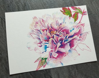 POSTCARD: Inky Peony, 100% recycled paper, DIN A6