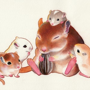 POSTCARD PRINT: Gerbil parenting, DIN A6, 100% recycled paper