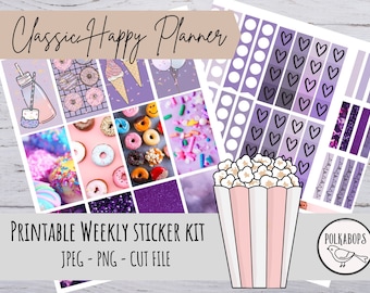 Klassiek weekpakket Happy planner // Verticale plannerstickers // Afdrukbaar