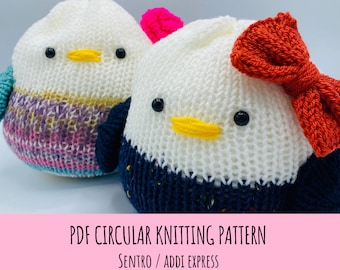 Cute Bird Circular Knitting Machine PDF pattern Sentro Addi Express