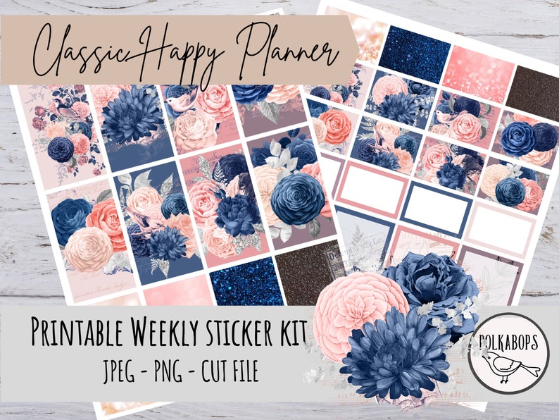 Klassiek weekpakket Happy planner // Verticale plannerstickers // Afdrukbaar afbeelding 1
