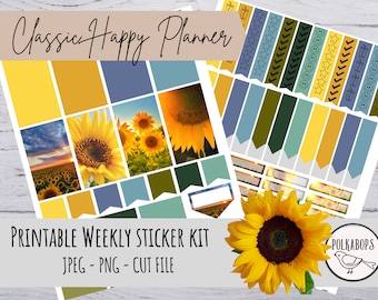 Klassieke Happy Planner Weekly Kit//Verticale Planner Stickers//Afdrukbaar