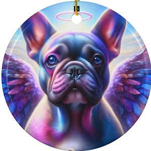 Personalized French Bulldog Angel Ornament, Custom French Bulldog Lover Gift, Frenchie Angel Tribute Gift, Custom Frenchie Memorial Ornament