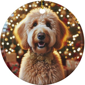Adorno de cerámica con forma de doodle dorado personalizado, regalos con forma de doodle dorado, mamá con forma de doodle dorado personalizado, doodle navideño, regalo con forma de doodle dorado personalizado