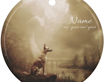 Angel Belgian Malinois Premium Artwork Memorial Ornament, Eternal Companion Series, Rainbow Bridge, Malinois Angel Memorial, Mali Keepsake