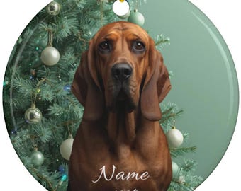 Personalized Bloodhound Christmas Ceramic Ornament, Custom Bloodhound Memorial Tribute Mom Dad Keepsake Gift, Bloodhound Loss Remembrance