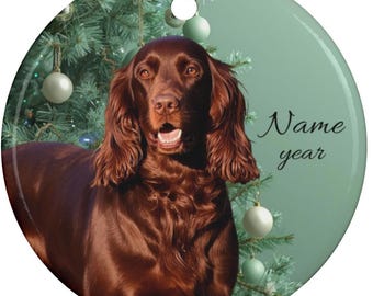 Personalized Irish Setter Christmas Ceramic Ornament, Custom Irish Setter Memorial Tribute, Setter Keepsake, Irish Setter Loss Remembrance