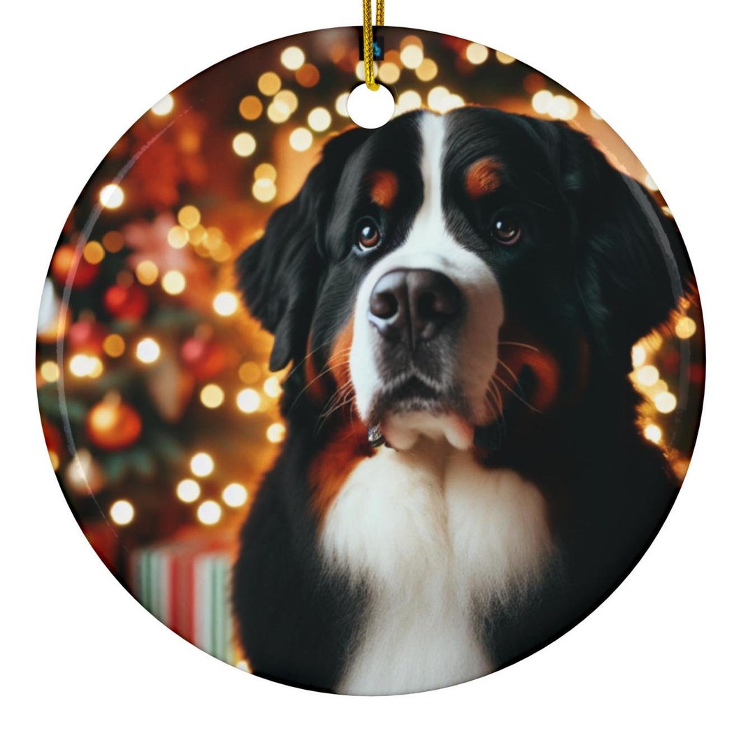 Personalized Bernese Mountain Dog Ornament, Custom Bernese Christmas ...