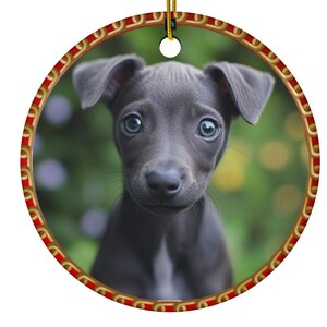 Personalized Greyhound Puppy double-sided Ornament Design, Custom Greyhound gift, Custom Greyhound Ornament, Greyhound Mom Gift, Custom Dog