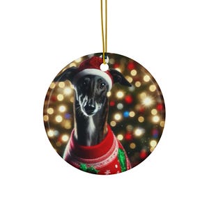 Personalized Black Greyhound Dog Christmas Ornament, Greyhound Lover Gift, Custom Greyhound Dad, Greyhound Lover, Custom Greyhound mom Gift