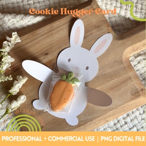 Bunny Hugger Kekskarte DIGITALDATEI, Printable DIY Osterkeks Favor, Korbfüller Ideen