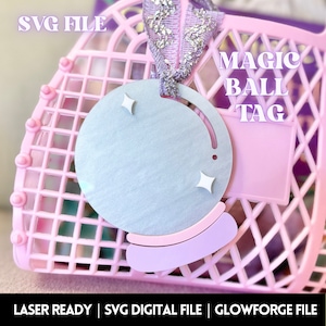 Magische Kristallkugel Halloween Tag SVG digitaler Download, Boo Korb, Gruseliger Korb | Mehrschichtig Laser Cut | Acryl |  Glowforge Datei, Tischkarte