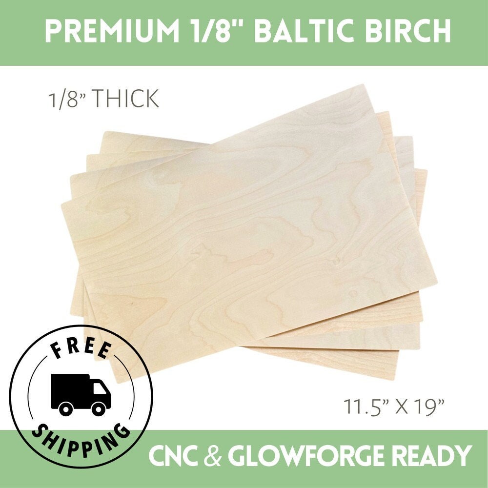 1/8 Baltic Birch Plywood 11.5x19 3mm Glowforge Wood CNC Laser Woodworking  Supplies Natural Unfinished 