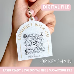 Chaveiro com código QR do ARQUIVO SVG | chaveiro para pequenas empresas | sinal de mídia social | Arco Boho | Arquivo de corte digital Glowforge
