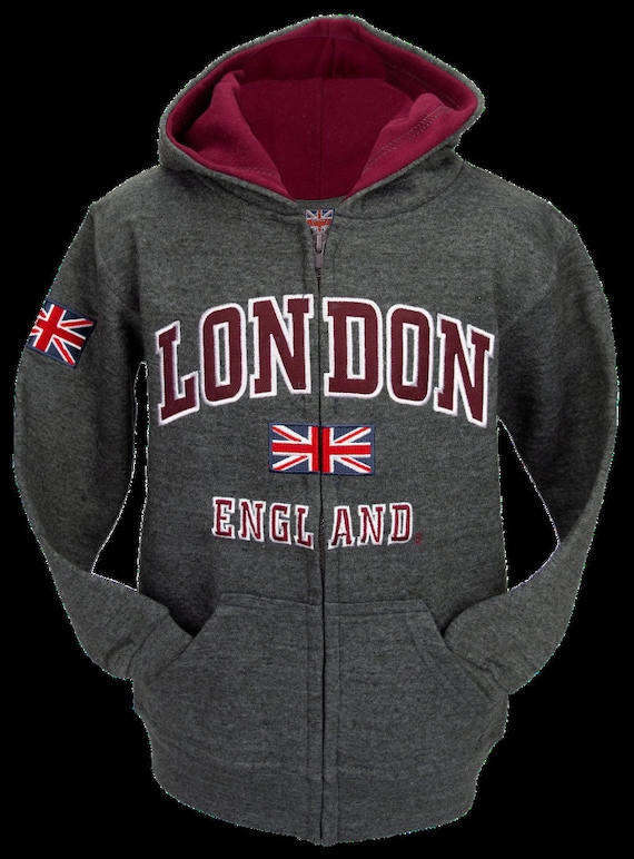 London England Kids Zipped Hoodie Hooded Sweatshirt Charcoal - Etsy France