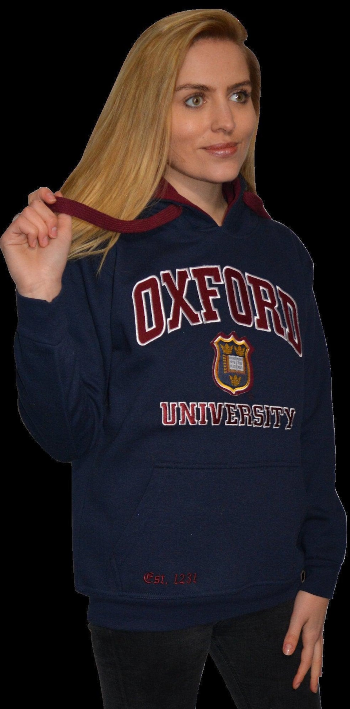 Sudadera Niño Felpa Blu Bambino Divisa Scuola Oxford University OU129 Licensed Unisex Hooded Sweatshirt Navy L Felpa Con Cerniera Bambino Forro Polar Niño