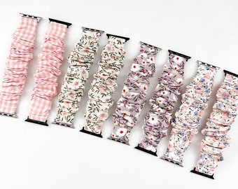 Chiffon Florals Collection Apple Watch Scrunchie Band 38mm/40mm/41mm/42mm/44mm/45mm Size  | Scrunchie Haven