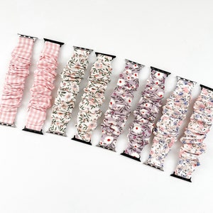 Chiffon Florals Collection Apple Watch Scrunchie Band 38mm/40mm/41mm/42mm/44mm/45mm Size  | Scrunchie Haven