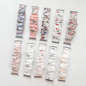 Dainty Florals Summer 2021 Collection Apple Watch Scrunchie Band 38mm/40mm/41mm/42mm/44mm/45mm Size  | Scrunchie Haven