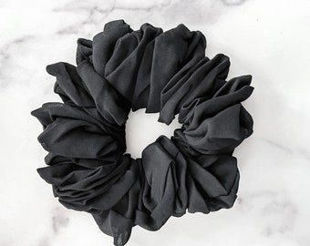 Black Oversized 6" Fluffy Chiffon Scrunchie | Scrunchie Haven