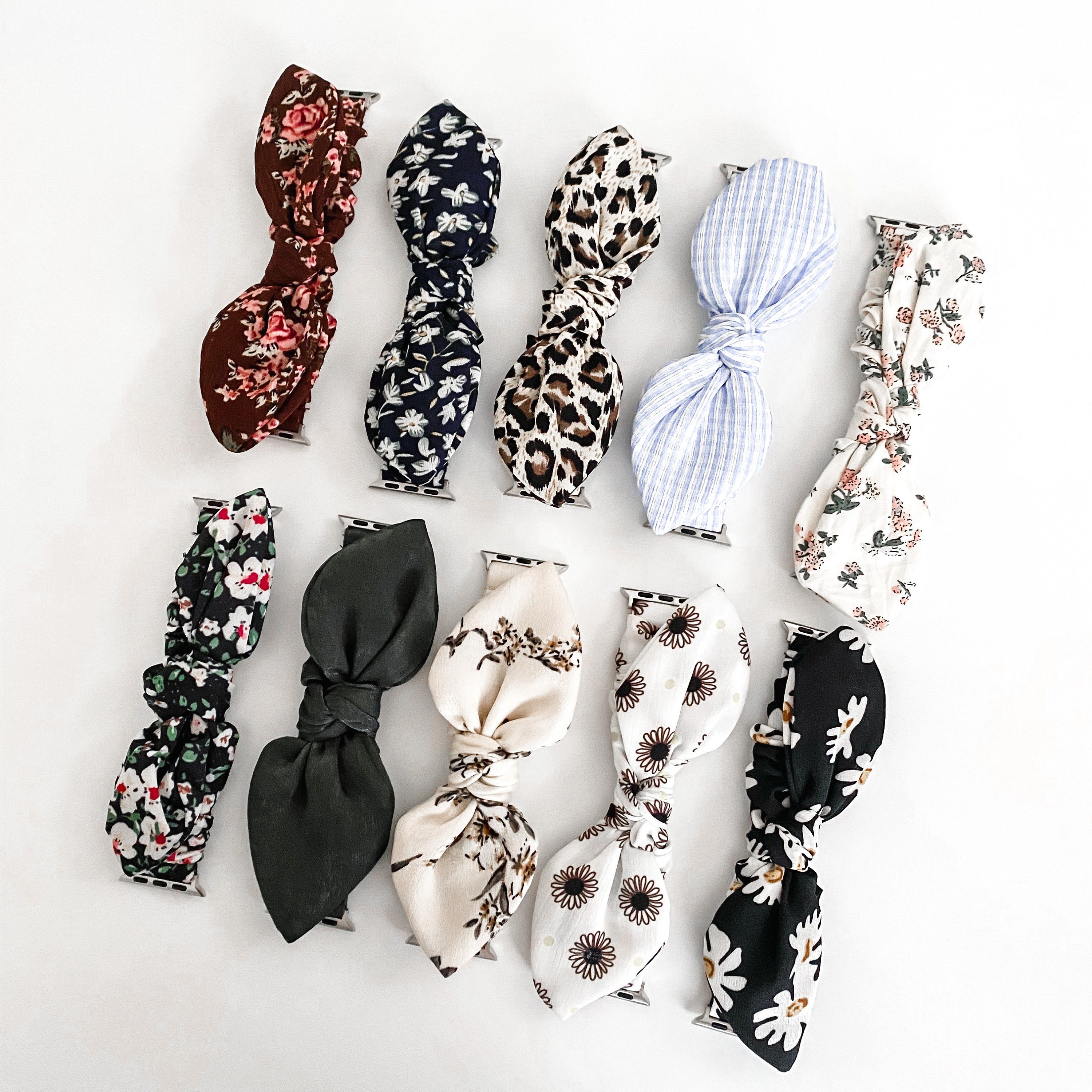 Printed Bow Bowknot 2.0 Apple Watch Scrunchie Band 38mm/40mm/42mm/44mm Size | Scrunchie Haven