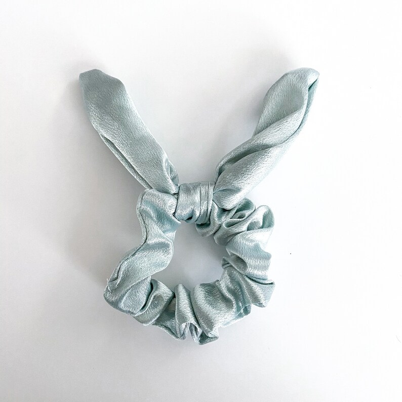 Mint Green Metallic Bunny Ear Wired Scrunchie Scrunchie Haven