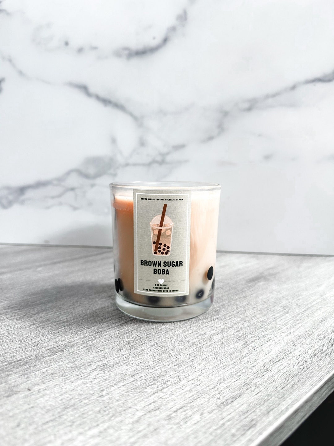 Brown Sugar Classic Milk Tea Boba Bubble Tea Scented Wood Wick Candle