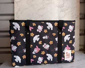 Black Sanrio Friends Puakenikeni Box Bag with Sturdy Base By Shop Haven Mae